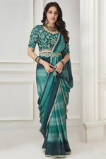 Load image into Gallery viewer, Embroidered Work On Multi Color Satin and Chiffon Fabric Princely Saree
