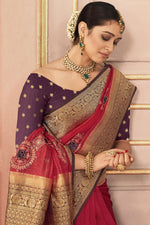 Load image into Gallery viewer, Red Color Gorgeous Sangeet Function Silk Saree With Embroidered Work
