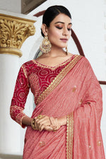 Load image into Gallery viewer, Pink Color Silk Fabric Fancy Saree With Embroidered Designer Blouse
