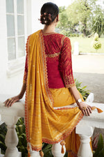 Load image into Gallery viewer, Silk Fabric Yellow Saree With Embroidered Designer Blouse
