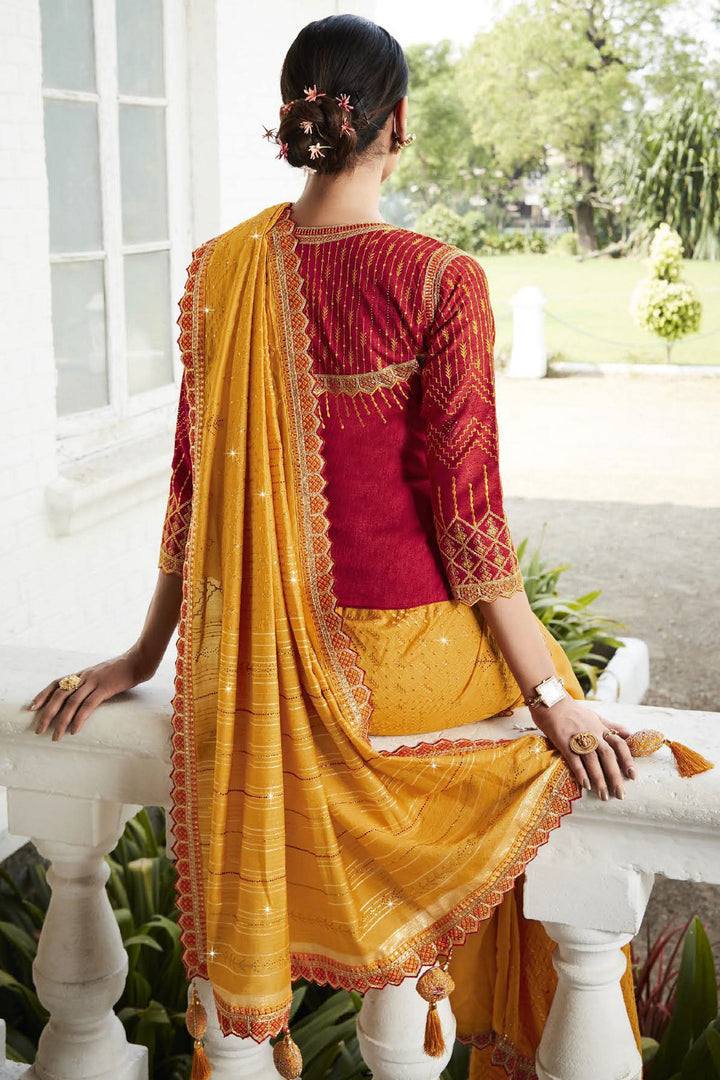 Silk Fabric Yellow Saree With Embroidered Designer Blouse