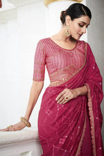 Load image into Gallery viewer, Rani Festive Look Silk Fabric Saree With Embroidered Designer Blouse
