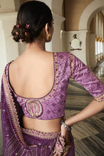 Load image into Gallery viewer, Purple Color Silk Fabric Festive Saree With Embroidered Designer Blouse
