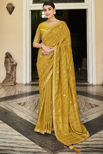 Load image into Gallery viewer, Mustard Color Party Wear silk Saree With Embroidered Designer Blouse
