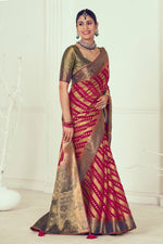 Load image into Gallery viewer, Pink Color Organza Fabric Patterned Weaving And Stone Work Saree
