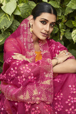 Load image into Gallery viewer, Pink Color Embroidered and Stone Work Party Style Miraculous Organza Saree
