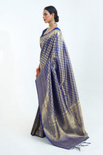 Load image into Gallery viewer, Cavern Blue Pure Weaving Silk Saree With Handloom Pallu
