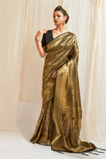 Load image into Gallery viewer, Brown Color Glamorous Handloom Zari Weaving Silk Saree With Kanjivaram Blouse
