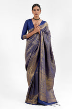 Load image into Gallery viewer, Incredible Silk Blue Color Handloom Weaving Saree

