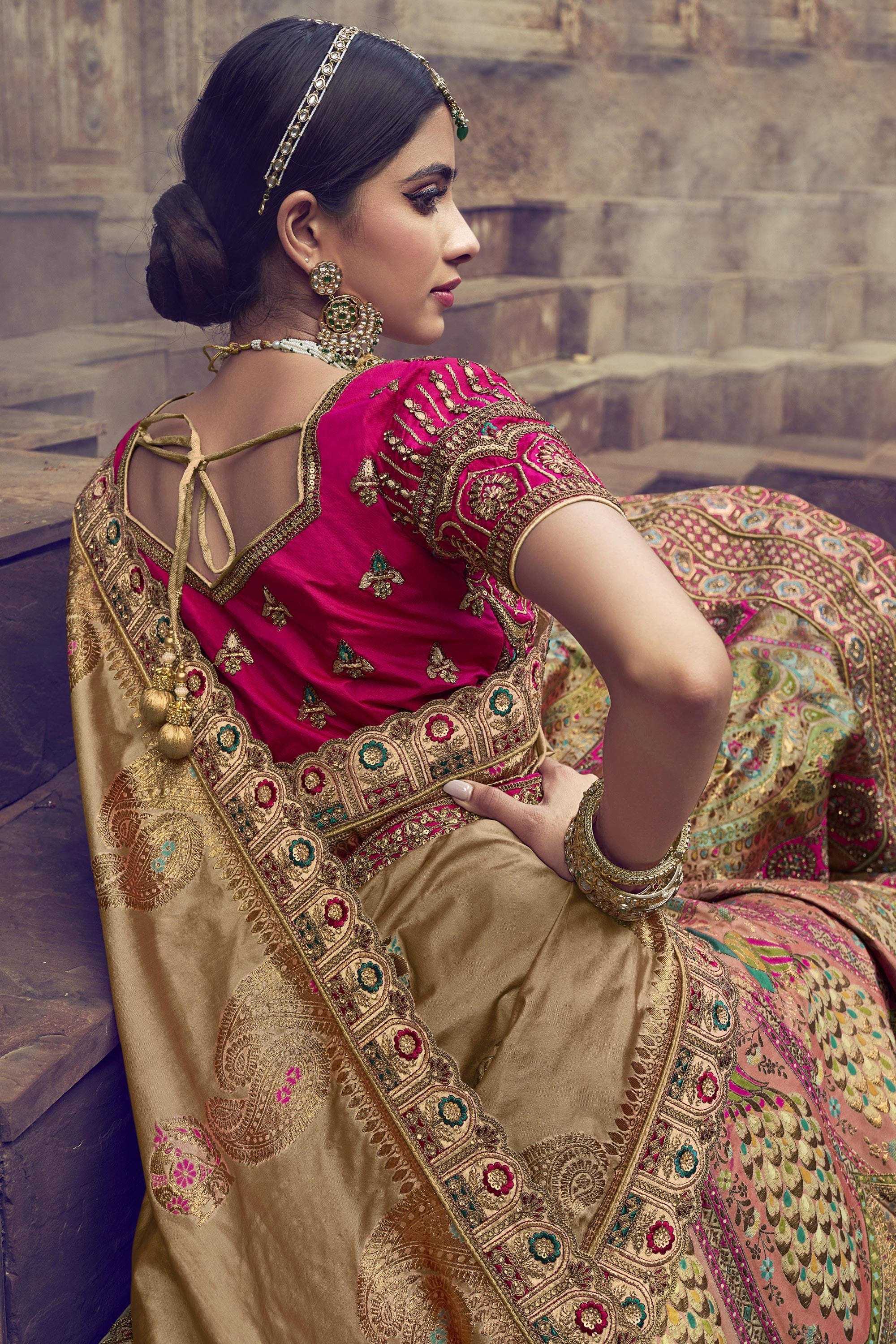 Multi Color Designer Bridal Lehenga Choli With Embroidery Work Silk Fabric