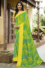 Load image into Gallery viewer, Green Color Georgette Fabric Wonderful Printed Saree
