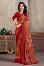 Load image into Gallery viewer, Daily Wear Chiffon Fabric Abstract Print Maroon Saree
