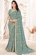 Load image into Gallery viewer, Art Silk Sea Casual Printed Saree In Green Color
