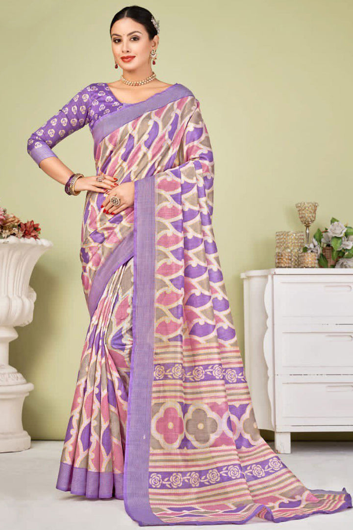 Multi Color Printed Daily Wear Art Silk Fabric Saree
