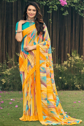 Printed Alluring Multi Color Georgette Saree