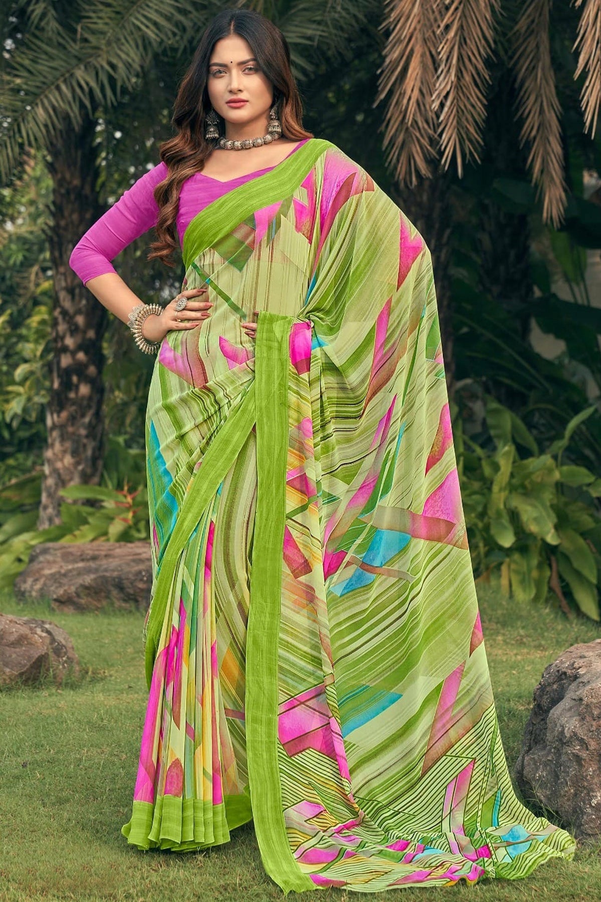 Printed Winsome Multi Color Georgette Saree