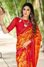 Load image into Gallery viewer, Red Color Daily Wear Classic Printed Chiffon Fabric Saree
