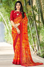 Load image into Gallery viewer, Red Color Daily Wear Classic Printed Chiffon Fabric Saree
