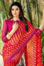 Load image into Gallery viewer, Rani Color Printed Chiffon Fabric Daily Wear Saree
