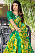 Load image into Gallery viewer, Printed Chiffon Fabric Daily Wear Green Color Saree
