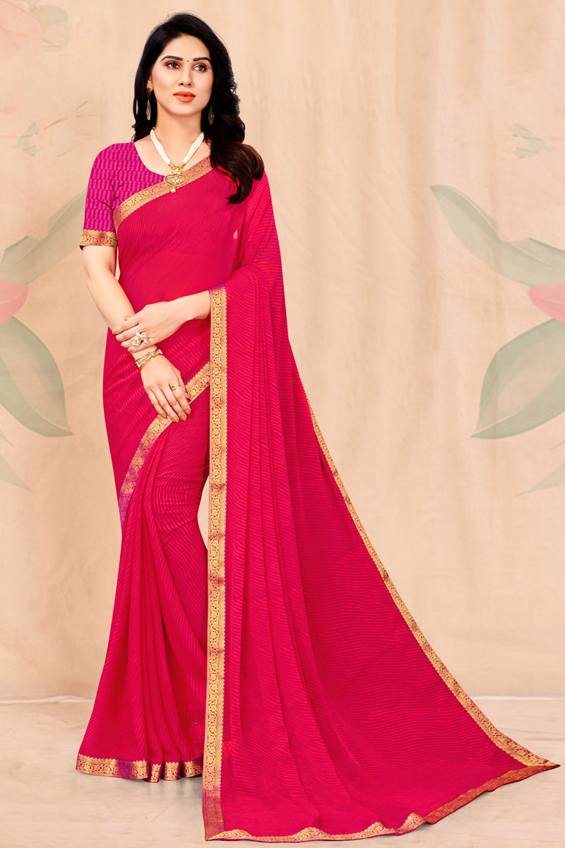 Festive Look Chiffon Fabric Pink Color Ingenious Printed Saree | Buy Online India