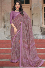 Load image into Gallery viewer, Daily Wear Pink Color Chiffon Fabric Printed Saree