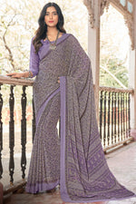 Load image into Gallery viewer, Lavender Color Daily Wear Printed Chiffon Fabric Saree