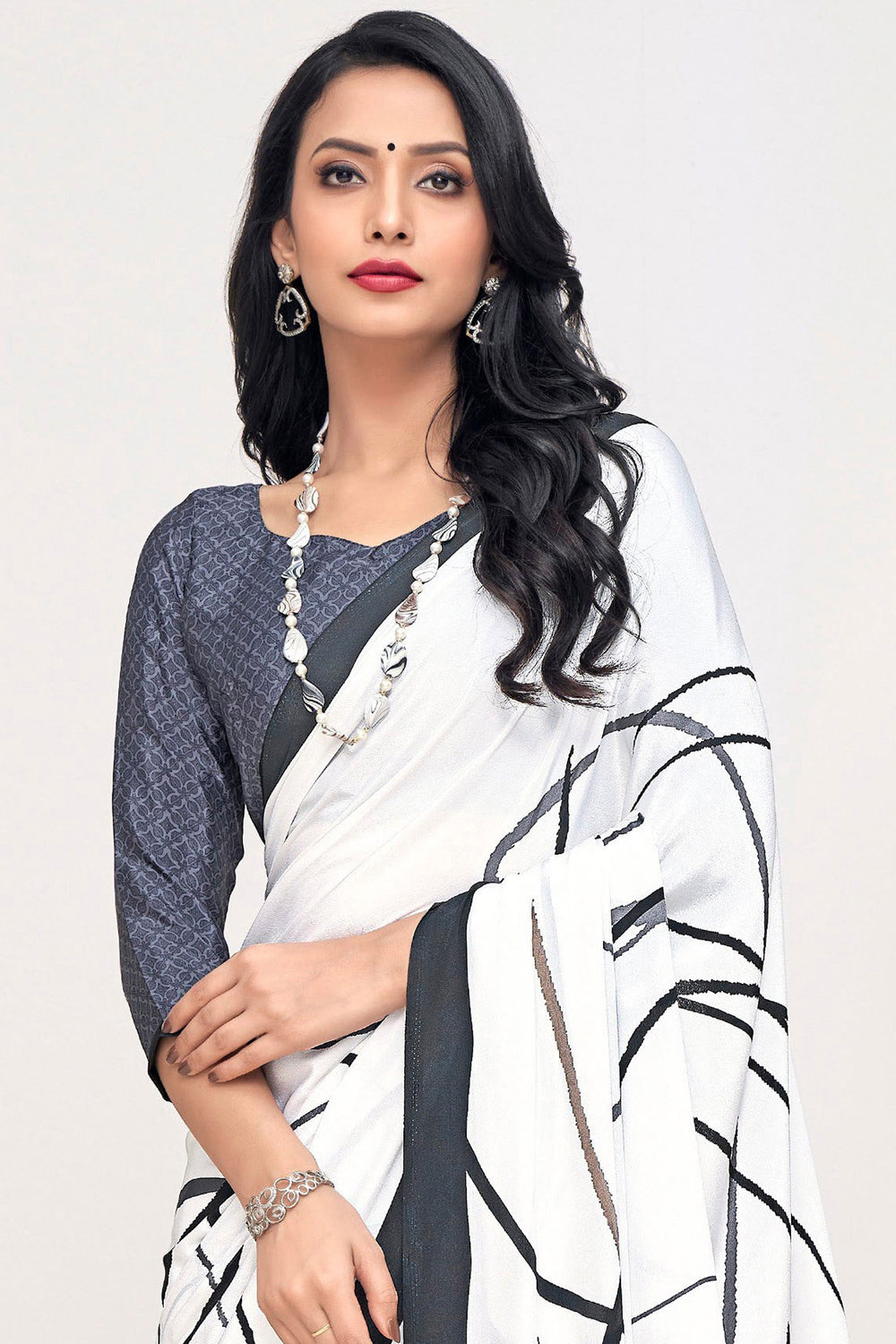Multi Color Crepe Silk Fabric Special Printed Saree | Buy Online India