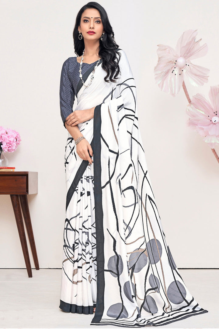 Multi Color Crepe Silk Fabric Special Printed Saree | Buy Online India