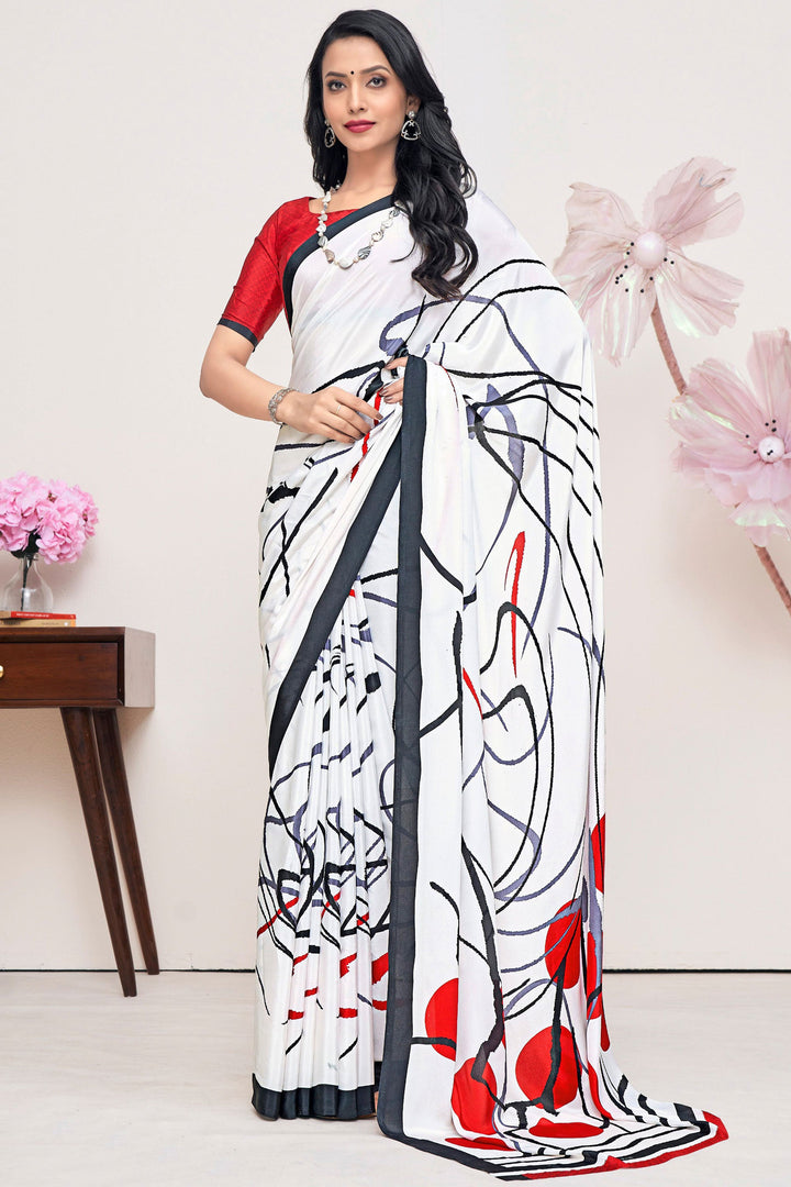 Crepe Silk Fabric Multi Color Pleasance Printed Saree | Buy Online India