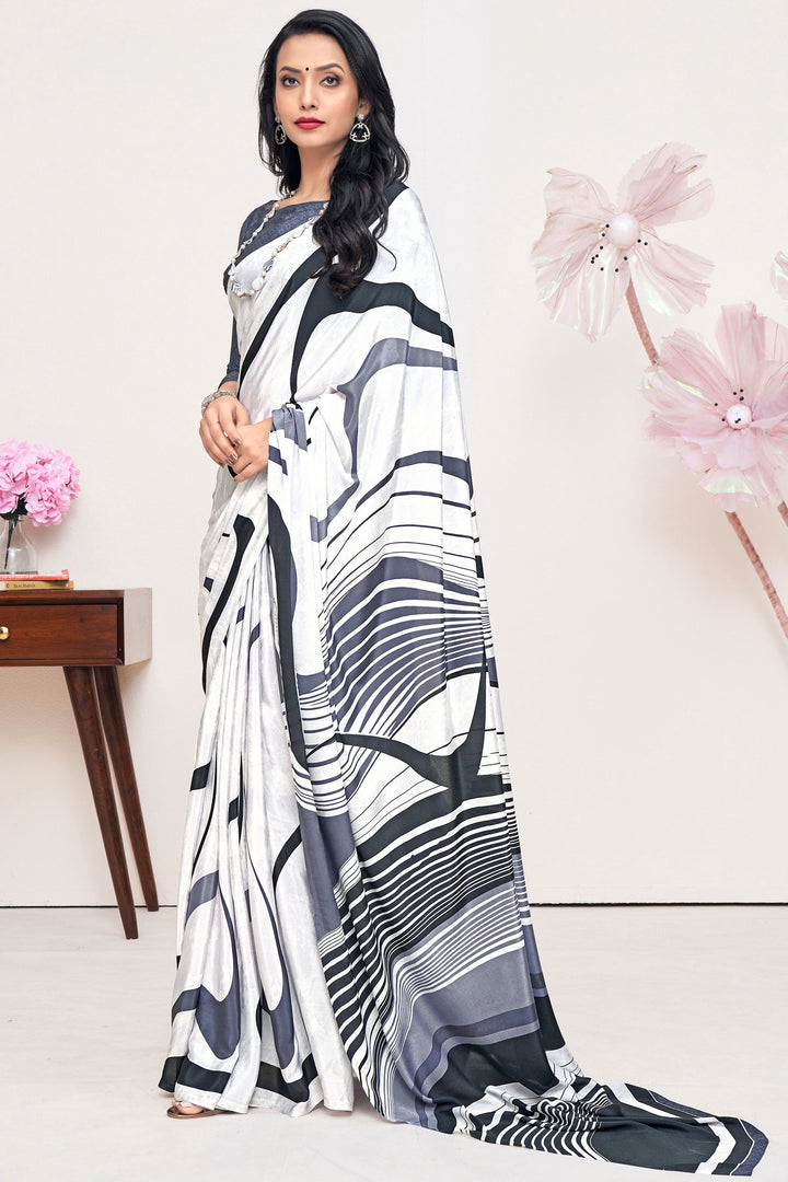 Crepe Silk Fabric Bewitching Printed Saree In Multi Color | Buy Online India