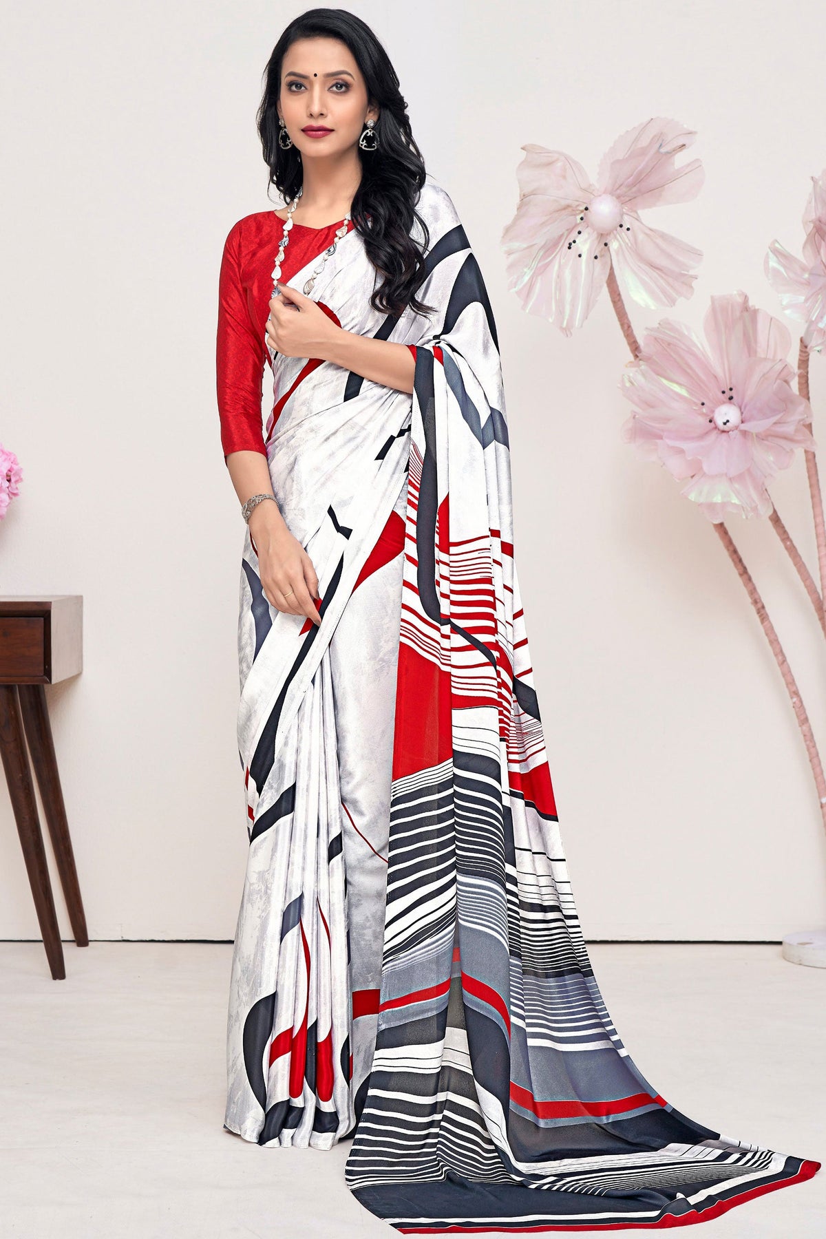 Multi Color Crepe Silk Fabric Coveted Printed Saree