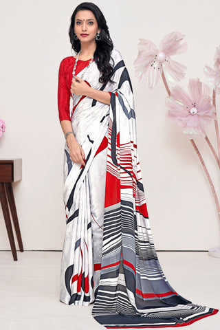 Multi Color Crepe Silk Fabric Coveted Printed Saree