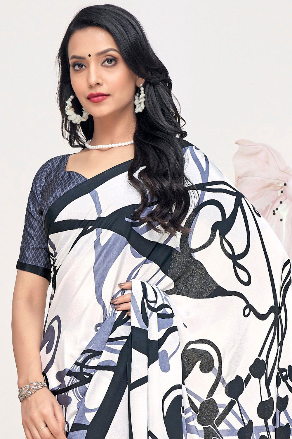 Crepe Silk Fabric Multi Color Riveting Printed Saree | Buy Online India
