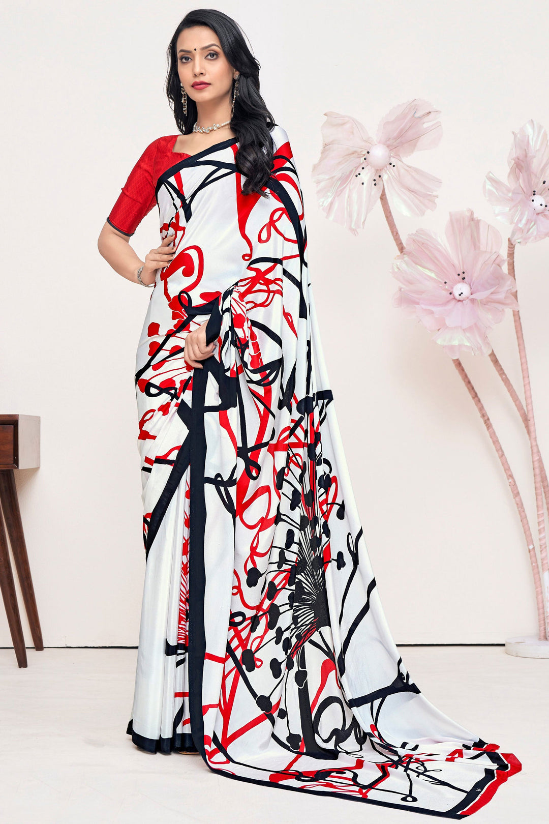 Crepe Silk Fabric Multi Color Excellent Printed Saree | Buy Online India