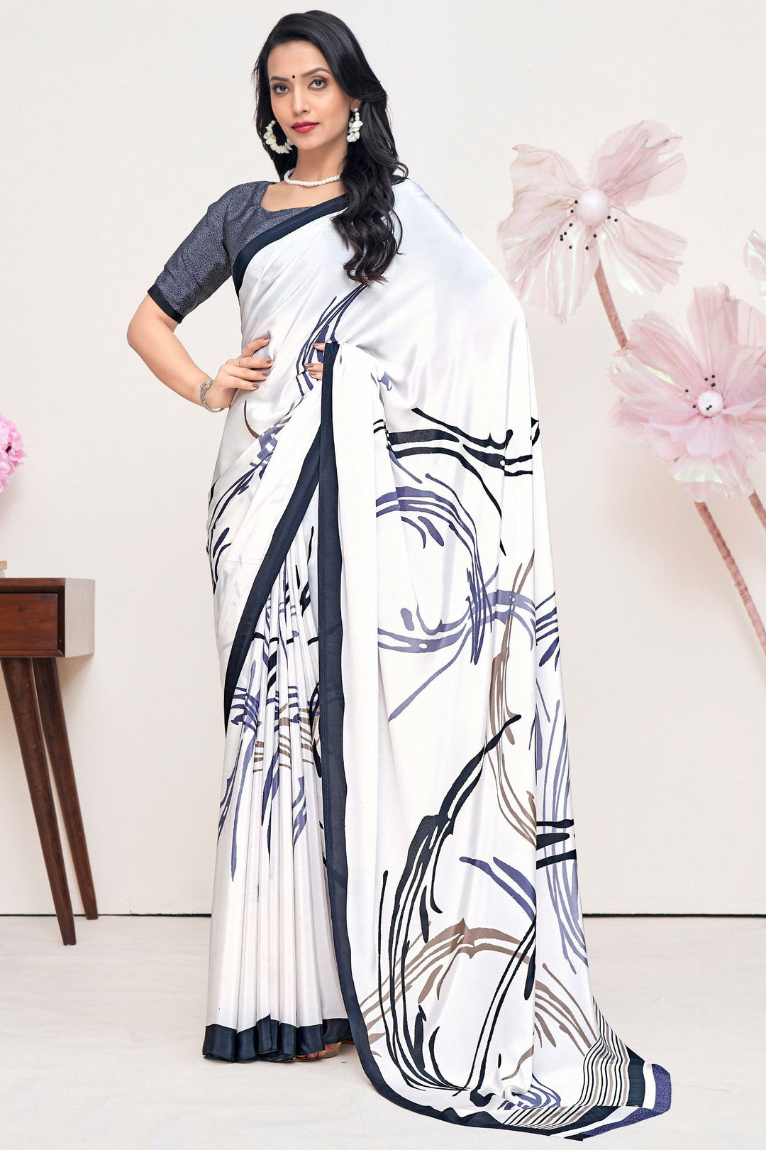 Multi Color Crepe Silk Fabric Princely Printed Saree | Buy Online India