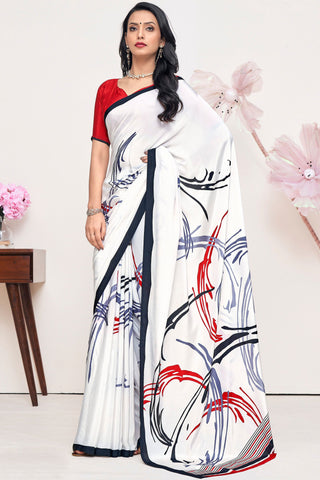 Crepe Silk Fabric Multi Color Patterned Printed Saree