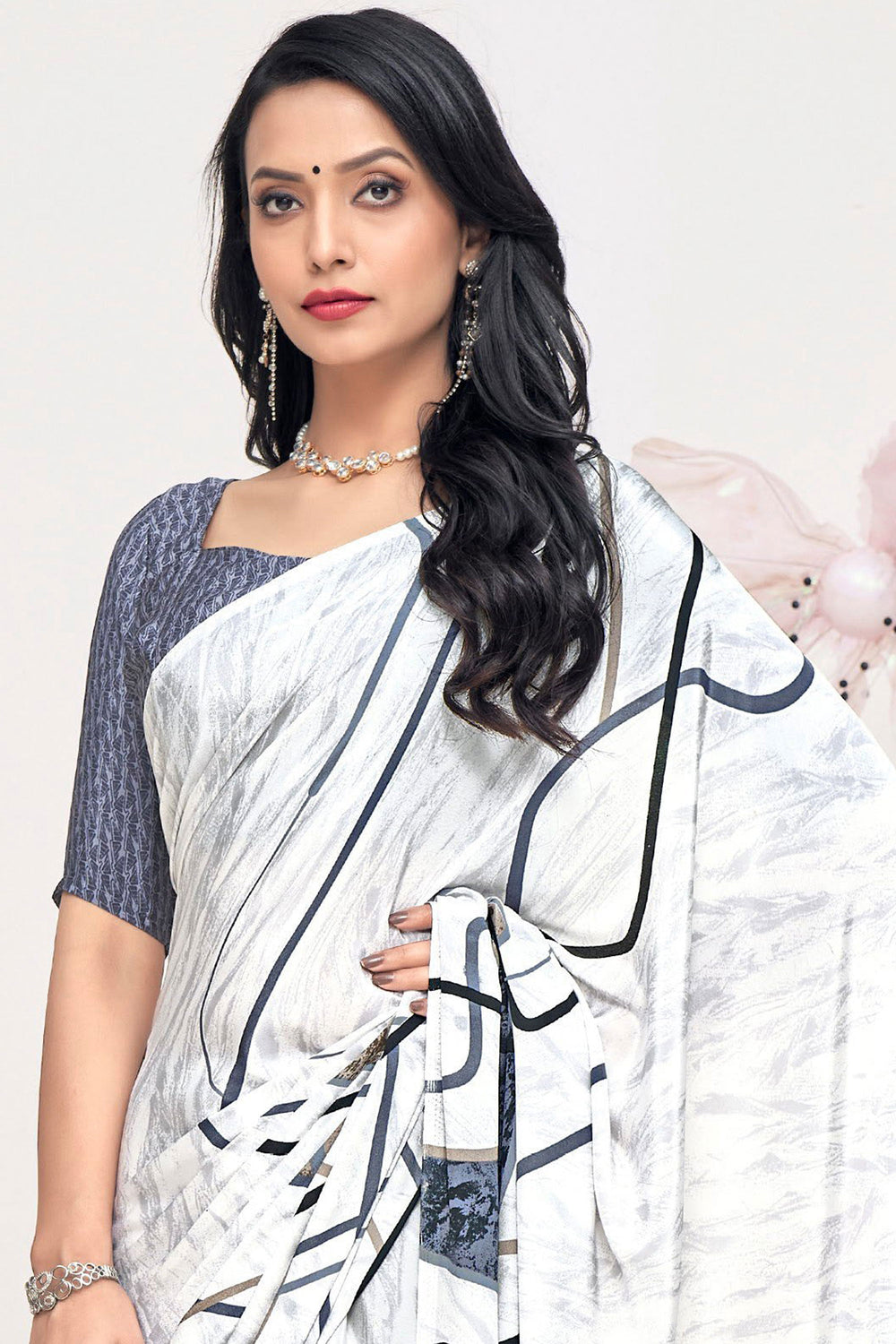Multi Color Crepe Silk Fabric Engaging Printed Saree | Buy Online India