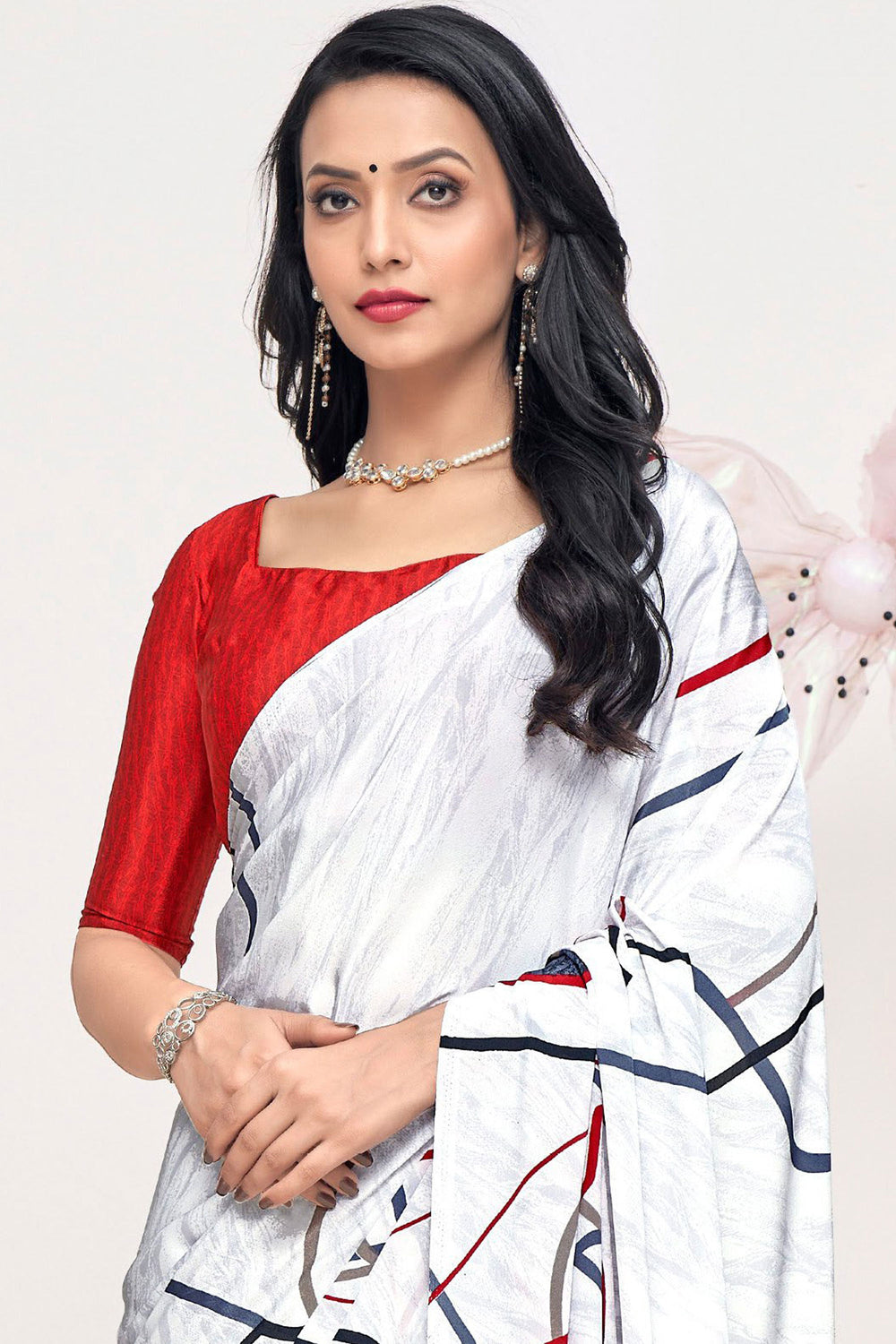 Multi Color Sober Printed Saree In Crepe Silk Fabric | Buy Online India
