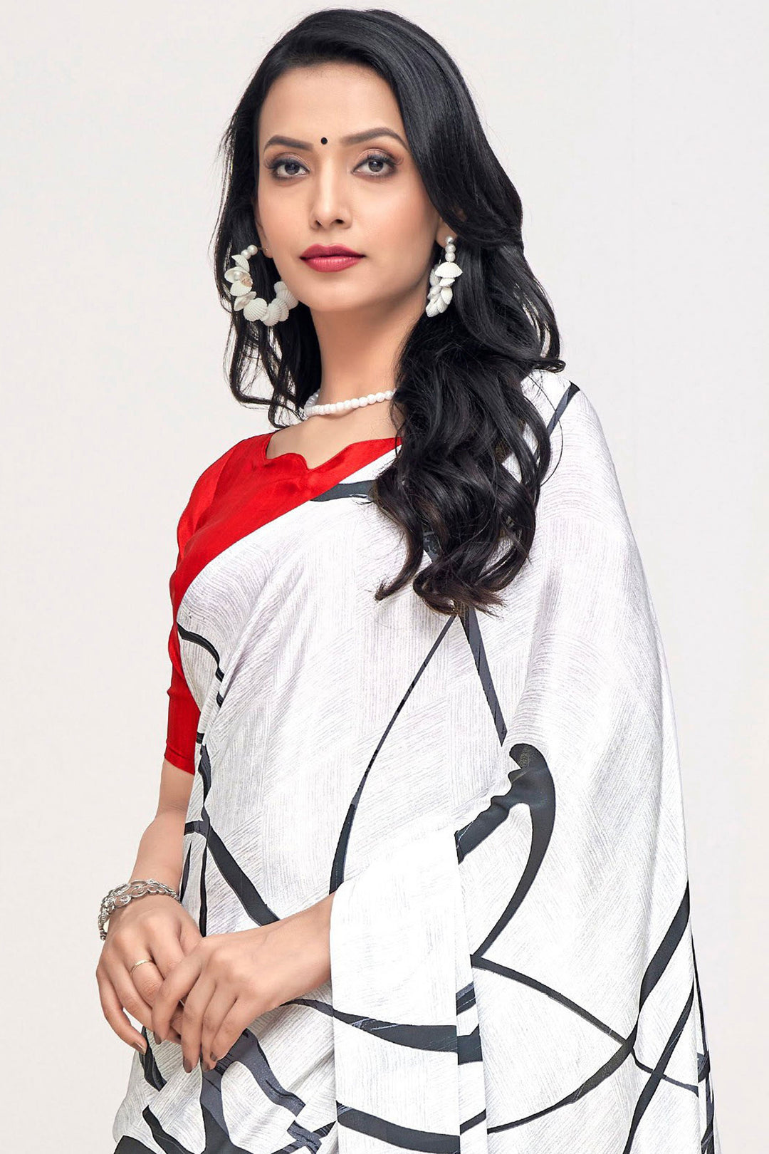 Excellent Crepe Silk Fabric Multi Color Printed Saree | Buy Online India