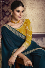 Load image into Gallery viewer, Teal Color Art Silk Embroidered Reception Wear Saree
