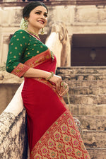 Load image into Gallery viewer, Prachi Desai Red Color Crepe Silk Embroidered Festive Wear Saree
