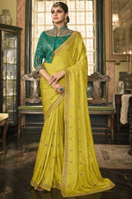 Load image into Gallery viewer, Bright Yellow Color Silk Saree With Embroidered Work Featuring Asmita Sood
