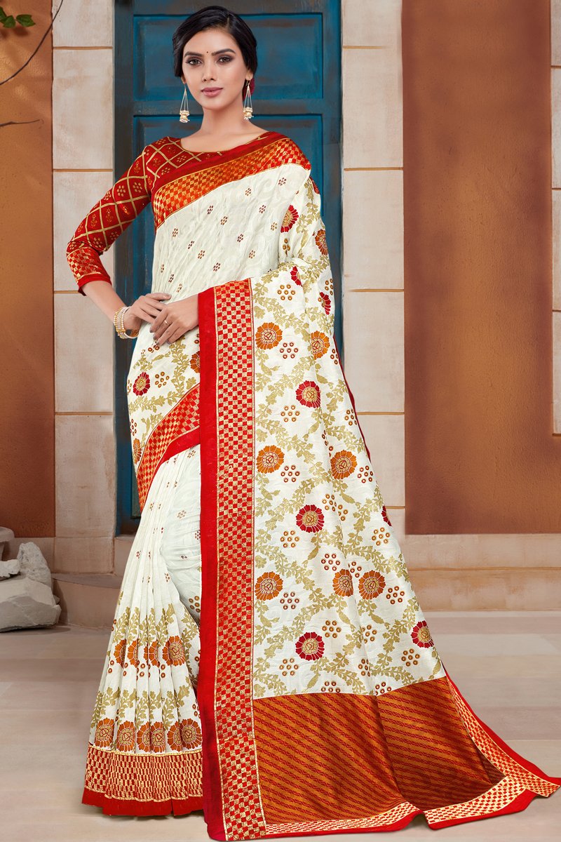 Party Style Beige Color Weaving Work Saree In Art Silk Fabric