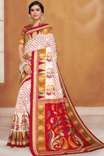 Load image into Gallery viewer, Beige Color Party Style Weaving Work Art Silk Fabric Saree
