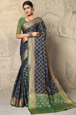 Load image into Gallery viewer, Function Wear Navy Blue Color Art Silk Fabric Weaving Work Saree
