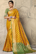 Load image into Gallery viewer, Mustard Color Festive Wear Art Silk Fabric Weaving Work Saree
