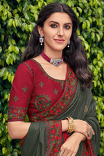 Load image into Gallery viewer, Art Silk Fabric Grey Color Embroidered Festive Wear Trendy Saree
