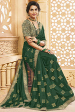 Load image into Gallery viewer, Classic Border Work On Green Color Party Wear Saree In Art Silk Fabric
