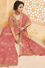 Load image into Gallery viewer, Art Silk Fabric Peach Color Party Wear Border Work Saree
